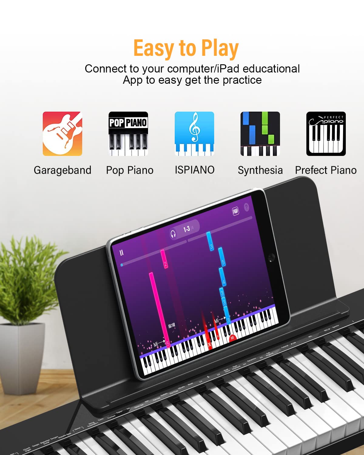 Tastiera per pianoforte 88 tasti, pianoforte semi-ponderato per principianti, pedale sostenuto, alimentatore e borsa per pianoforte