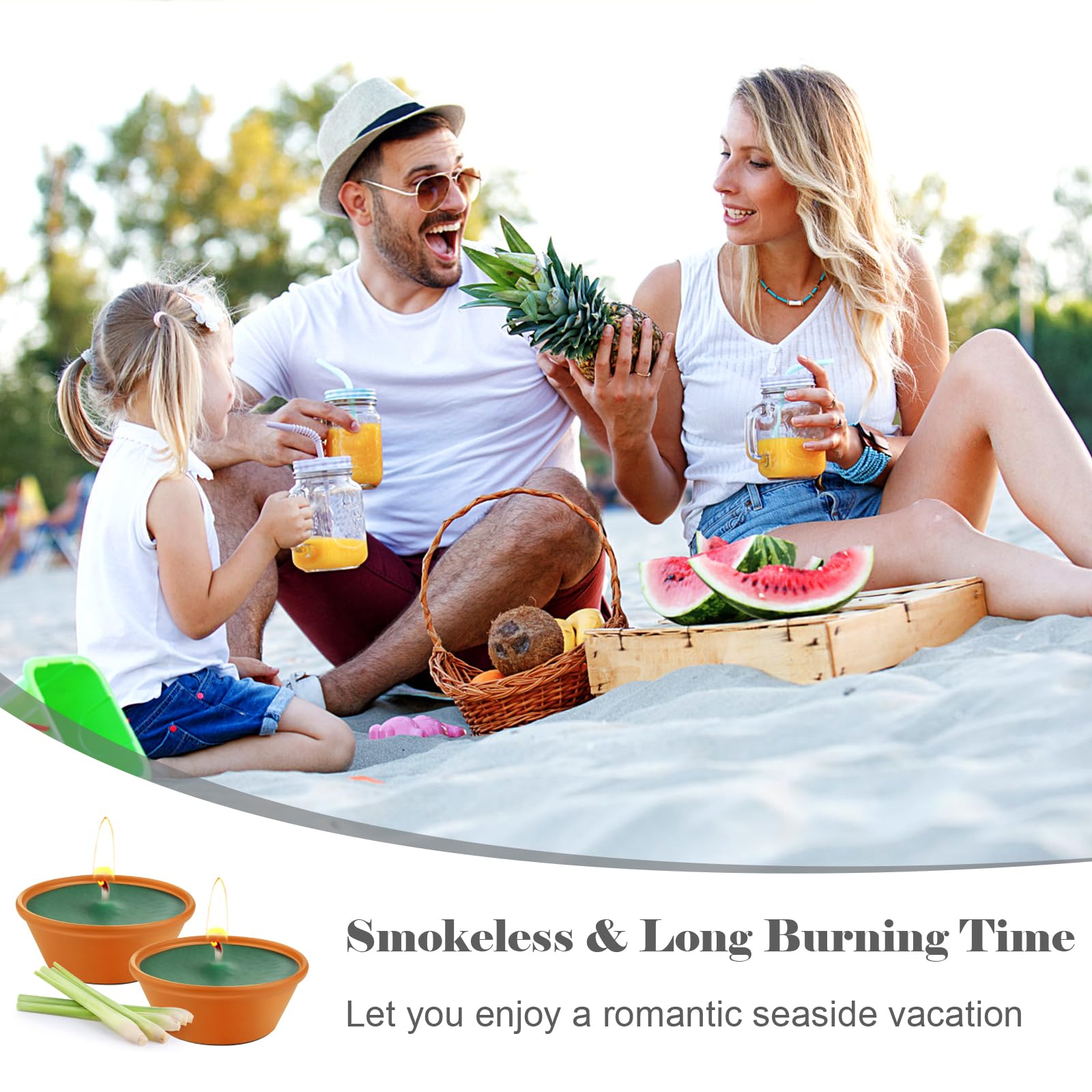 Citronella Kerze Outdoor, 2 Stk Outdoor Kerze Zitronella Kerzen draußen mit Citronella öl & Natürliches Sojawachs, Duftkerzen Set Geschenk für Frauen - Perfekt für Camping, Grillen, Picknicks, Garten