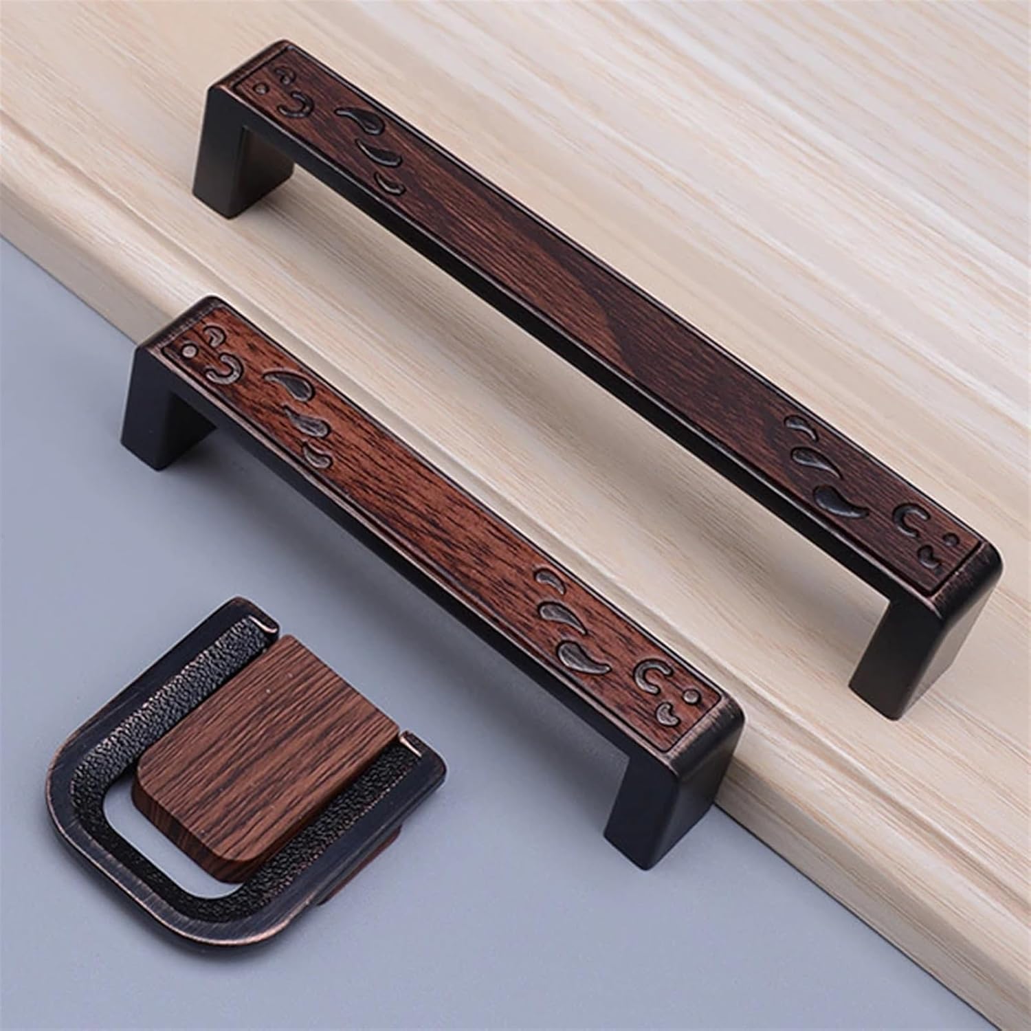 Zinc Alloy Door Handle Hardware Cabinets Pulls Wardrobe Kitchen Drawer Door Knobs Cupboard Furniture Handle 32/96/128mm 1Pcs (Color : 05-128mm Size as Shown in Figure 2)