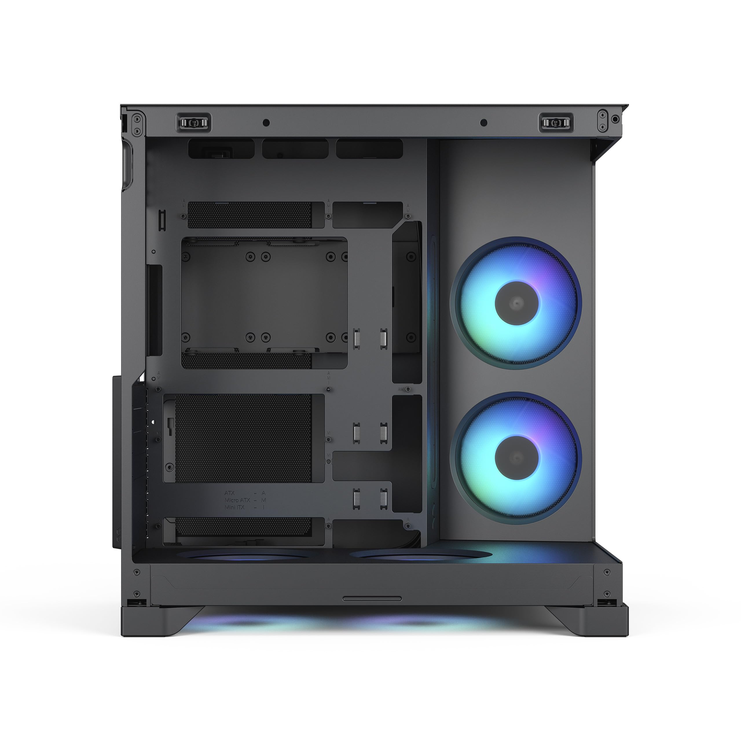 Fractal Design Pop 2 Vision Black RGB PC‑Gaming‑Gehäuse mit Panoramaglas – Dual‑Kammer‑Design – 4 RGB‑Reverse‑Lüfter – ATX/E‑ATX/mATX/ITX