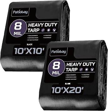 Tarp 8 Mil Large, Waterproof Tarps Heavy Duty with Grommets Every 23.6", Thick Plastic, UV Resistant Tear&Fade Resistant, Reinforced Edges for Outdoor Pool Camp Tent