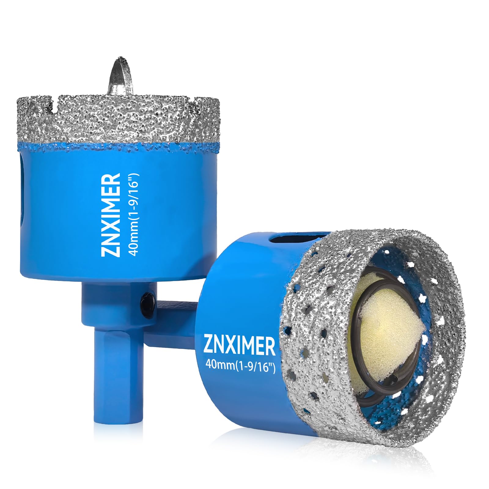 ZNXIMER Diamond Hole Saw Drill Bits - 2pcs 1-9/16" Diamond Drill bits Accurate Drilling for Tile, Ceramic, Marble, Granite, Stone, Glass Bottles 40mm