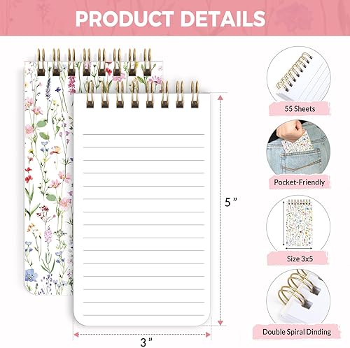 Miniatura 2 de SKYDUE Small NotebooksPocket Notepads with Aesthetic Covers, Mini Spiral Notebook with Lined Pages Nursing School Essentials, Set Of 8