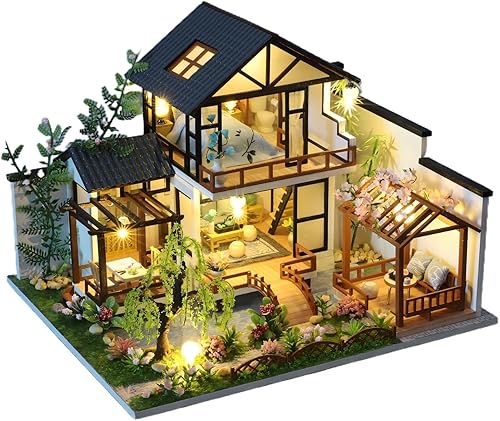 Miniatura 10 de Kit de Casa en Miniatura, Kit en Miniatura con Tren de Vapor, Kit de Casa de Muñecas para Adultos y Adolescentes, Kit de Construcción de Casa en