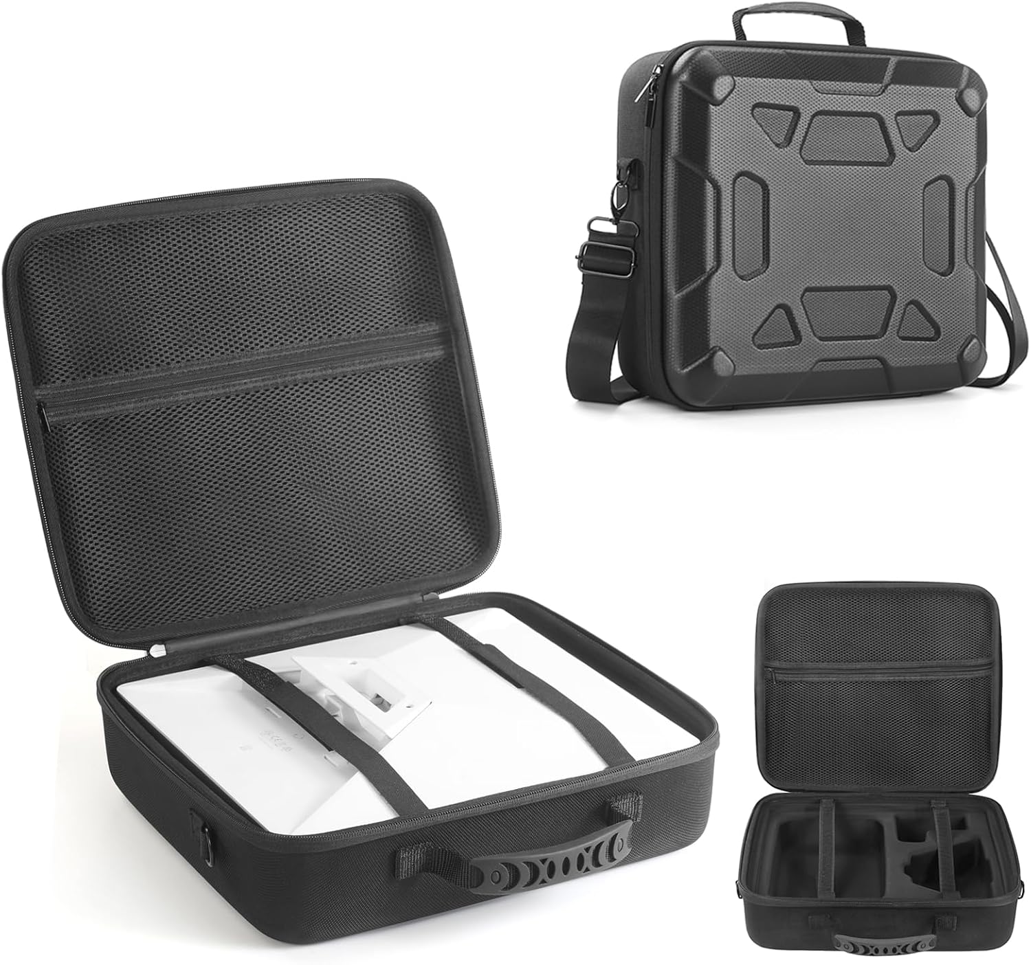 Hard Travel Case Compatible with Starlink Mini, EVA Protective Bag with Carrying Shoulder Strap for Mini Star link, Kickstand, Pipe Adapter, Cables, Power Adapter(Black)