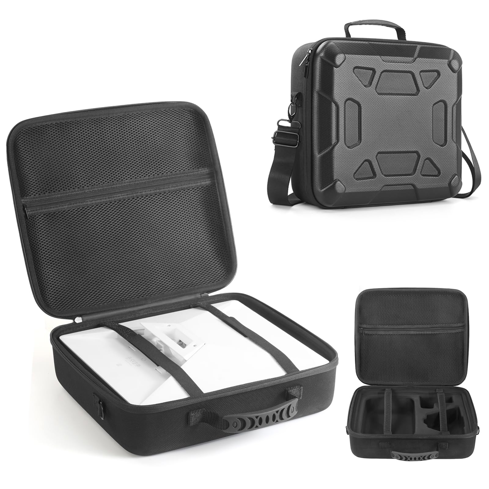 Funda rígida de viaje compatible con Starlink Mini, bolsa protectora de EVA con correa de hombro para Mini Star Link, soporte, adaptador de tubería, cables, adaptador de corriente (negro)