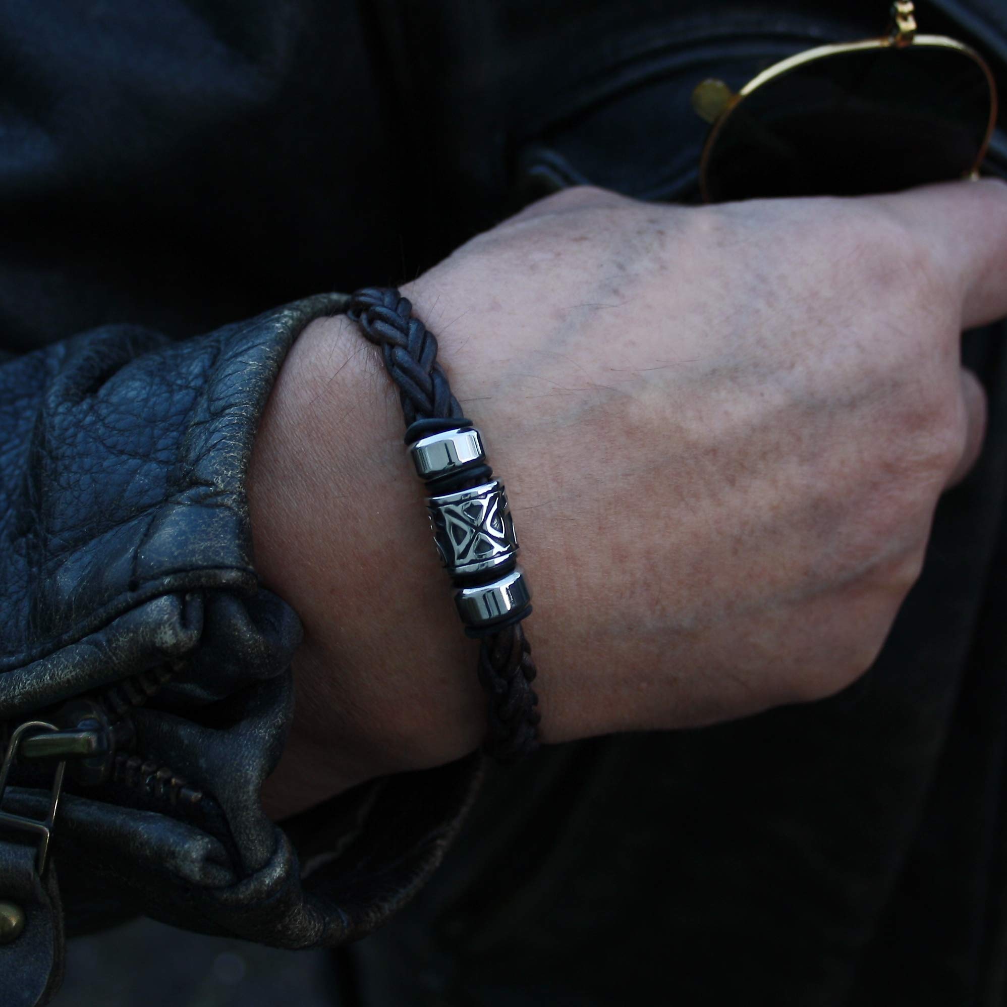 Leder-Armband FUERTE SHINE ZO Dunkelbraun Surfer Damen Herren