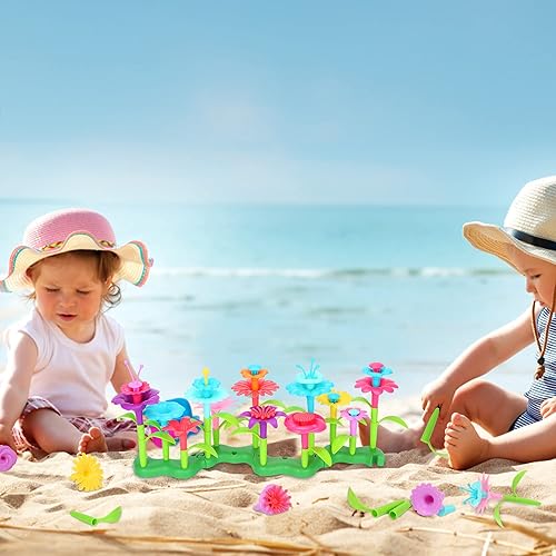 Miniatura 7 de FLYINGSEEDS 46 piezas de juguetes de construcción de jardín de flores para niñas, juguete STEM de jardinería, juego de simulación para niños, juego