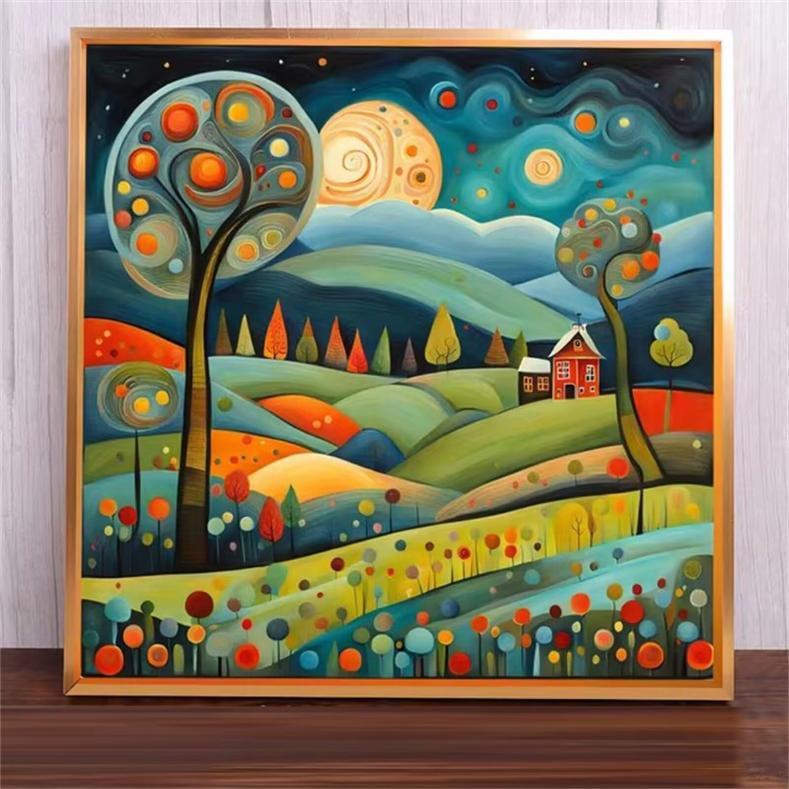Suneve Peinture par Numéro Adulte,DIY Graffitis abstraits Peinture par Numéros sur Toile Kit D'art avec Pinceau et Pigment Acrylique pour Décoration et Cadeaux avec Cadre - 60x60cm