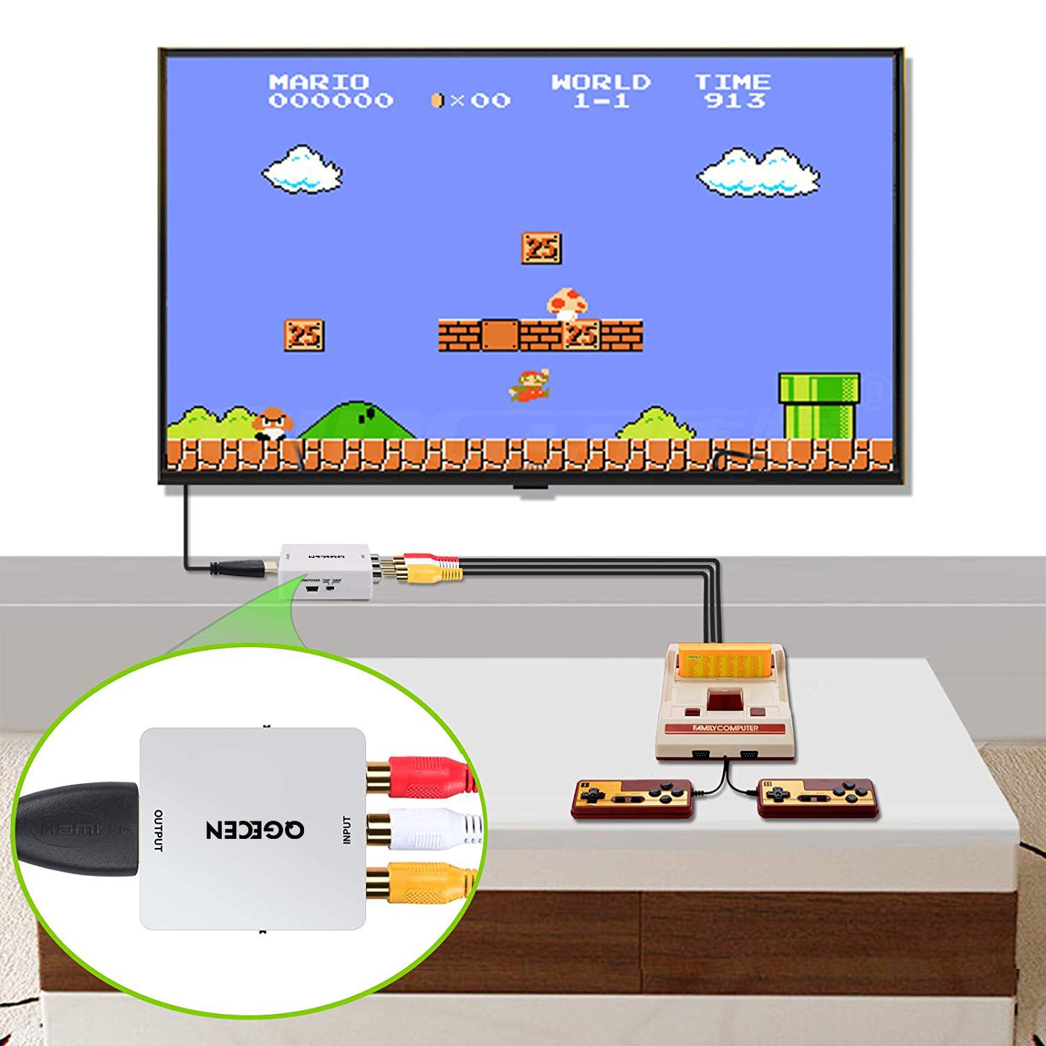 Buy RCA to HDMI Converter, AV to HDMI Converter Adapter, QGECEN Mini