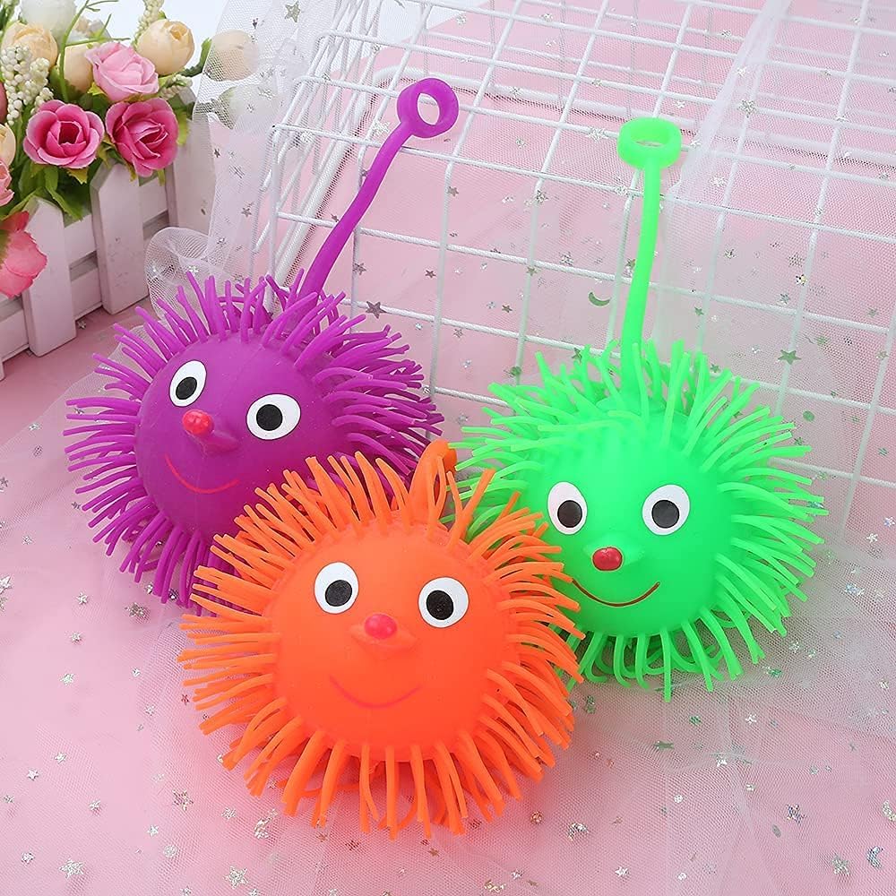 Set of 1 Pcs Led Lights Puffer Toys Balls for Kids, Stress Relief Toy Set (Multicolor) Indoor Puffer Balls Infant Toddler Boy Girl (Light Ball)
