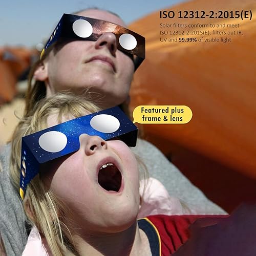 Miniatura 4 de Andbasis Lentes de eclipse solar 8P ISO 12312-2 2015 (E) y certificados por la CE 2024 aprobados para visión directa de eclipse solar, lentes