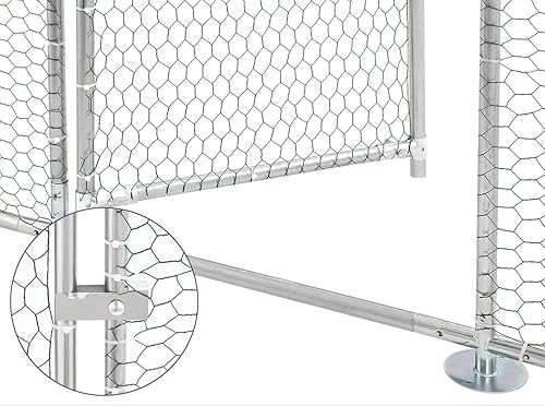 Miniatura 6 de Dithoko Gallinero de metal grande, jaula para aves de corral con cubierta impermeable y antiultravioleta, casa de conejo de alambre galvanizado para