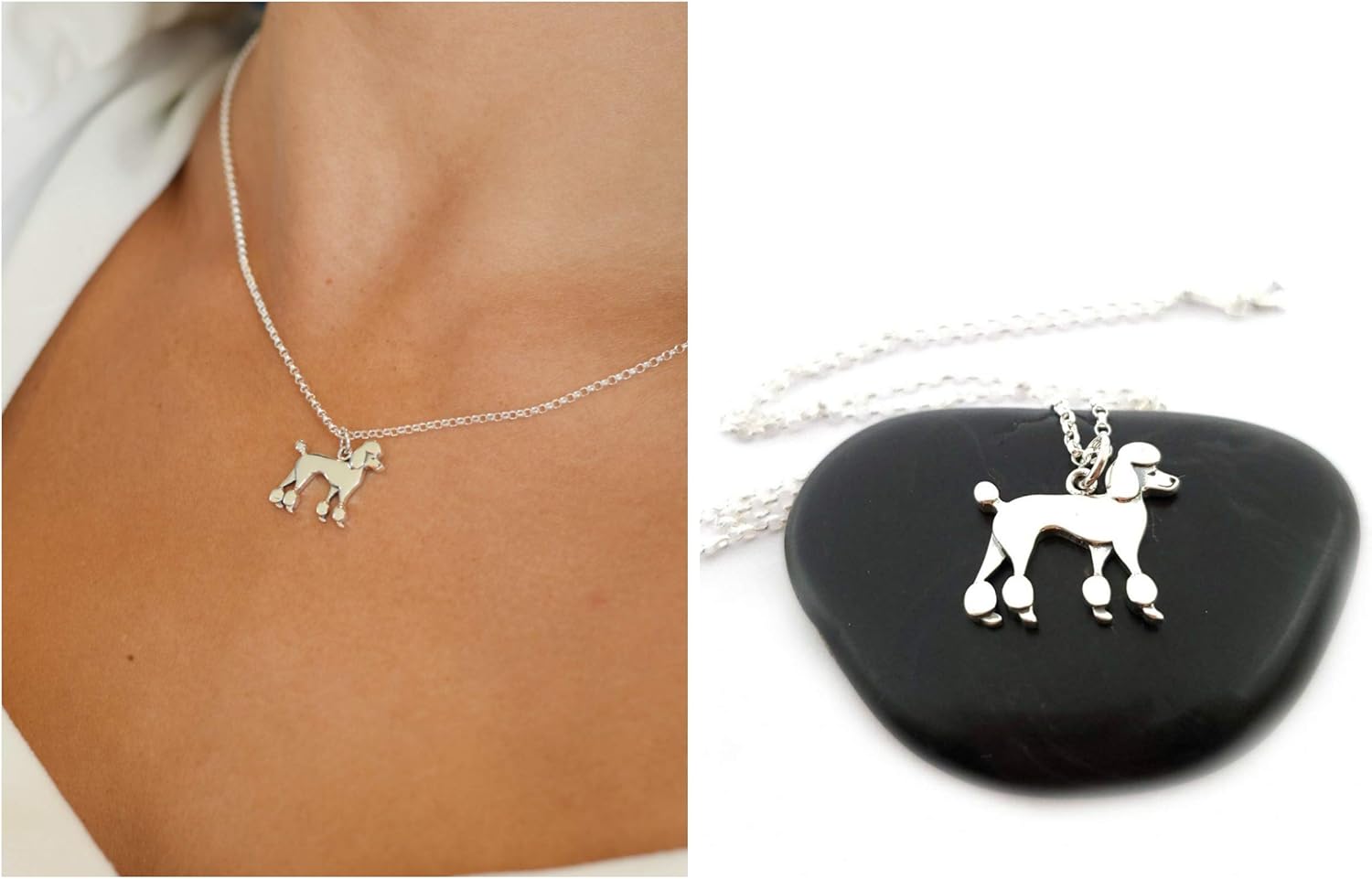 Sterling Silver Poodle Necklace – Handmade Dog Lover Jewelry, Dainty Pet Pendant Gift