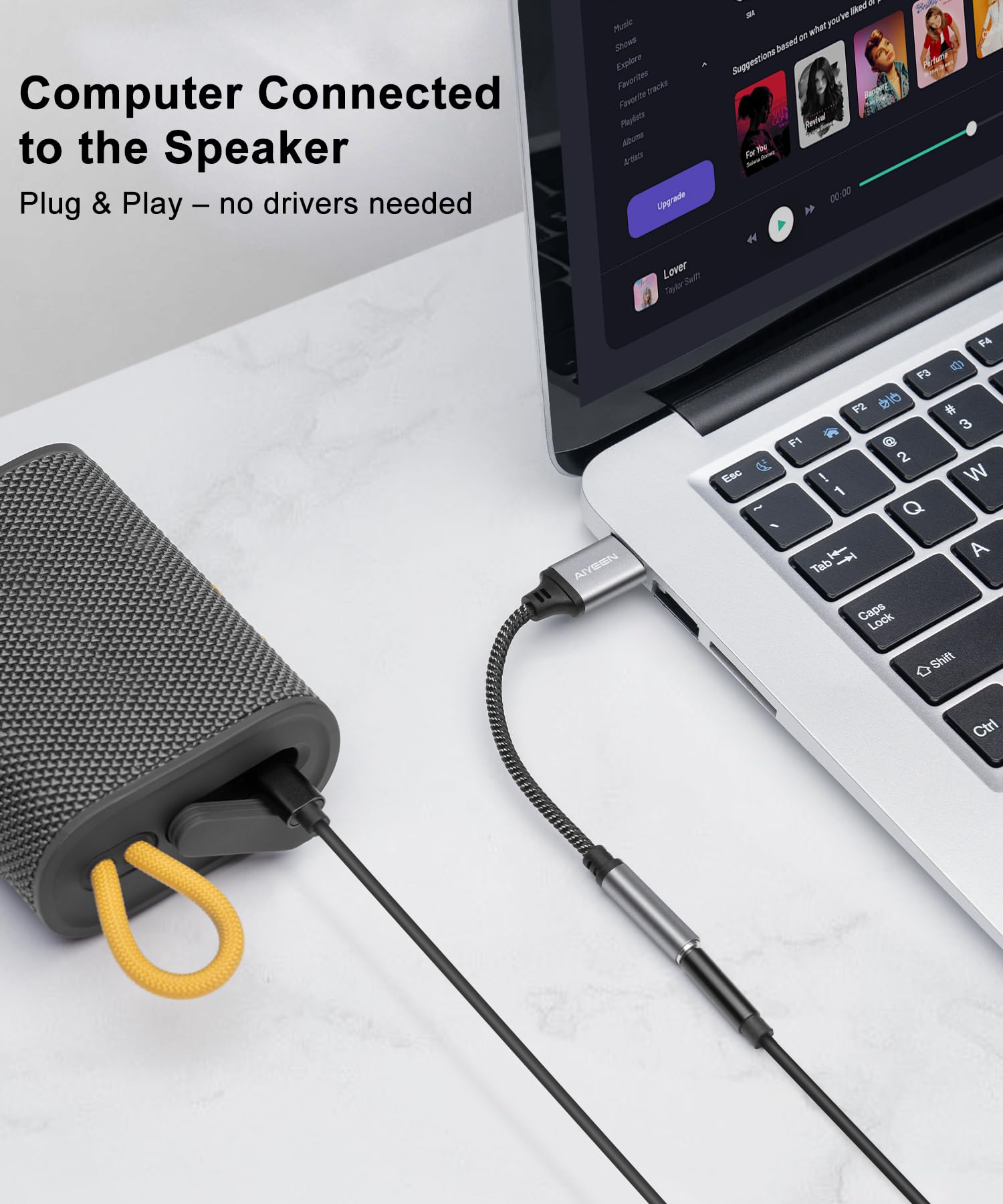 Cavo adattatore audio da USB a femmina da 3,5 mm, convertitore stereo da USB maschio a jack AUX intrecciato in nylon da 15 cm con chip ad alta risoluzione, per cuffie, AUX per auto (grigio)