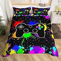 Vista 29 de Erosebridal - Conjunto de ropa de cama tamaño individual, de 2 piezas, 1 funda para edredón decorativa negra con estampado moderno de control