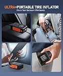 Hafuloky Tire Inflator Portable Air Compressor, 150PSI Cordless Air Pump with Cigarette Lighter Plug, Air Compressor for Car, Motorcycle, Bicycle and Balls(Black)