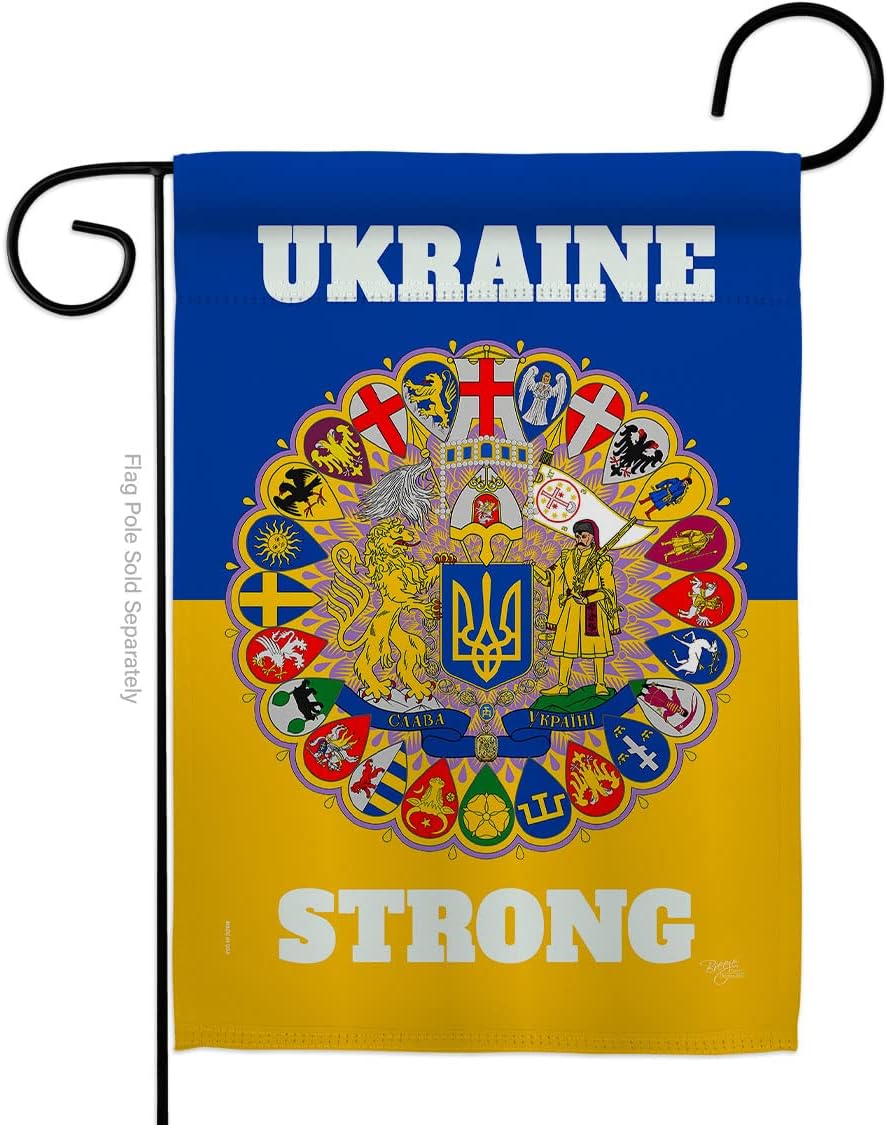 Ukraine Strong Burlap Garden Flag Support Cause BLM Anti Racism Justice Revolution Movement Equality Social Small Decorative Gift Yard House Banner Double-Sided Made In USA 13 X 18.5