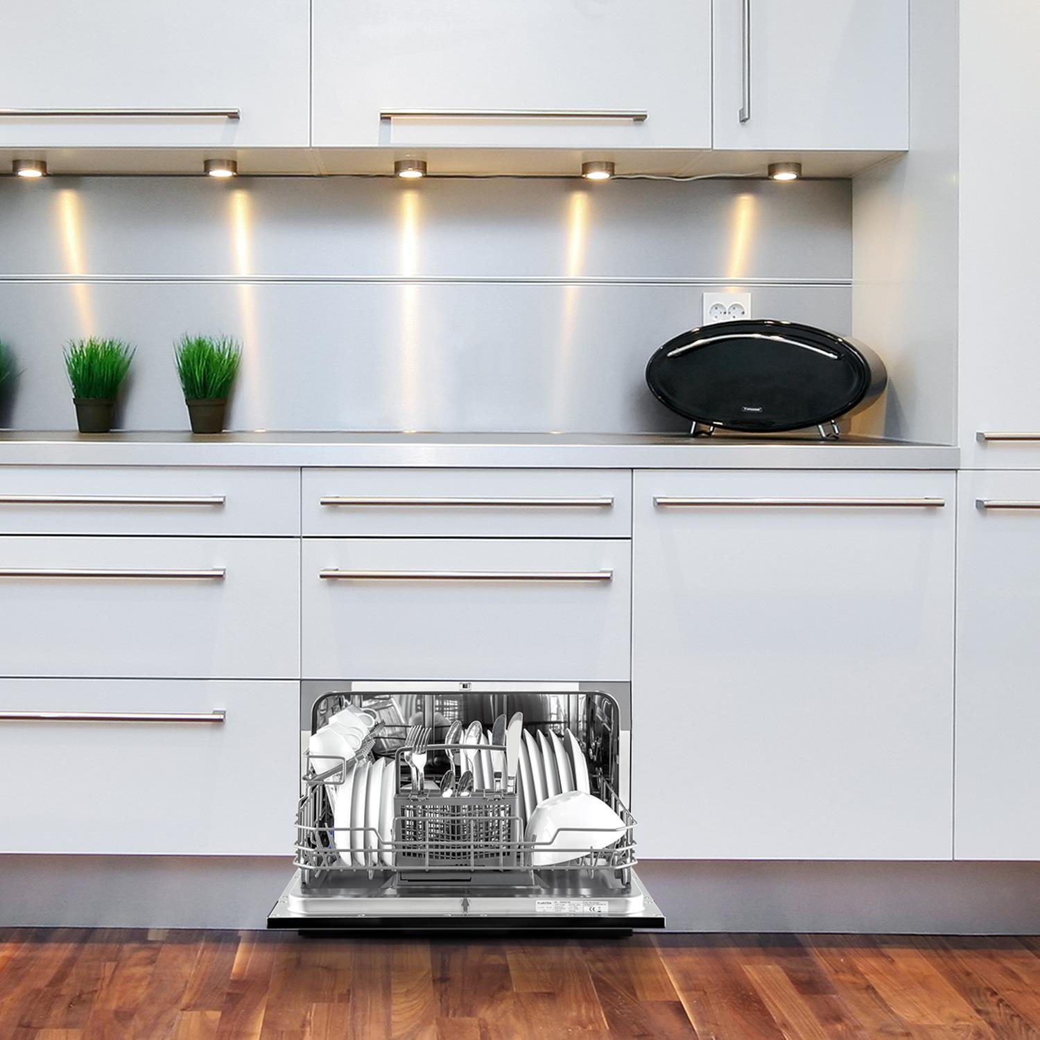 Klarstein Lavavajillas Pequeño Sobremesa, Mini Lavavajillas 6 Cubiertos, Lavavajillas Portatil de Sobremesa Silencioso 6 Programas, Lavavajillas Compacto de Mesa Sin Instalación Difícil para Casa