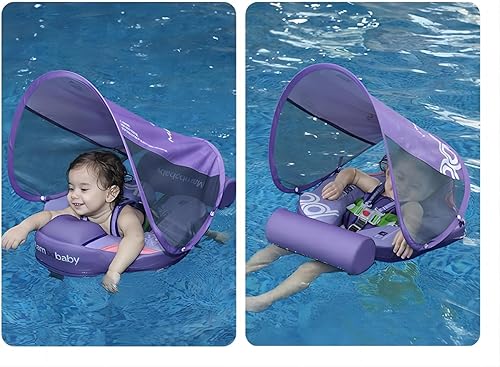Miniatura 9 de Lanckeli Flotador para piscina de bebé de 3 meses a 3 años, flotador para bebé con toldo, cola y arnés, flotador para piscina infantil no inflable