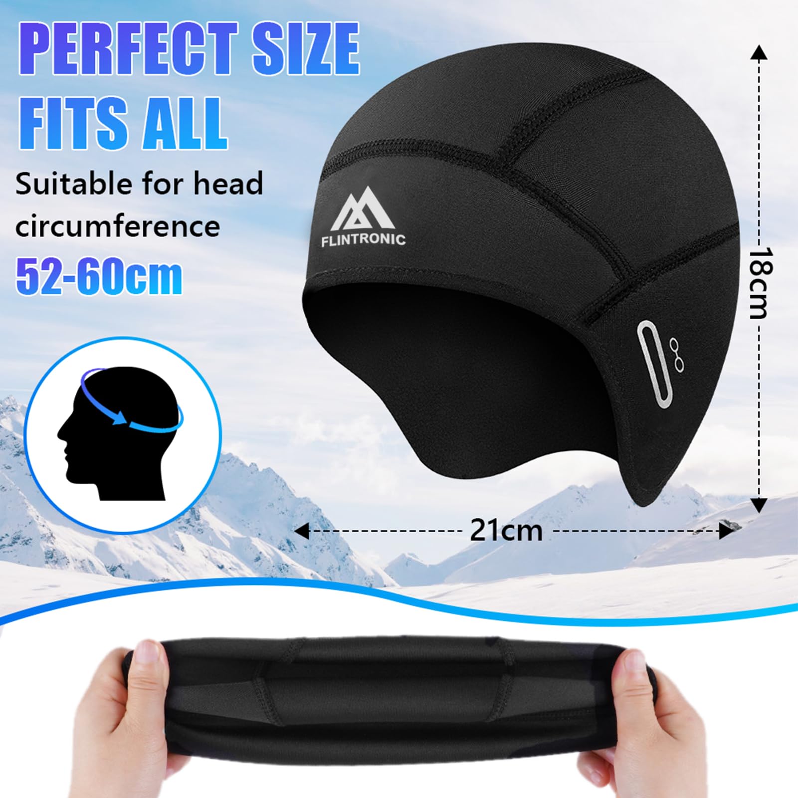 Flintronic Berretto Sottocasco Invernale da Ciclismo, Cappello da Bici Unisex per Uomo e Donna, per Sci, Corsa e Pattinaggio