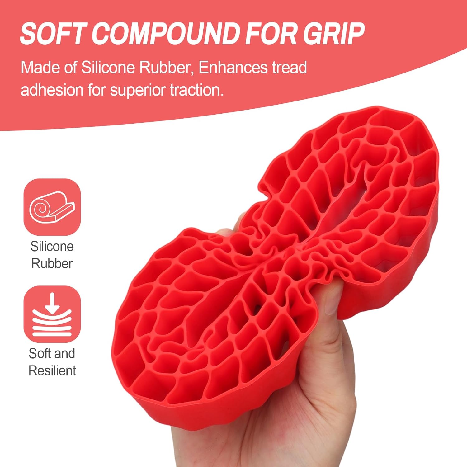 Soft 2.2" Silicone Tire Inserts for RC Crawlers, 4-Pack — Fits 132–134 mm 5.25" OD, 125×45 mm — Waterproof, Sidewall Stabilization, Traction and Climbing Control (Red)