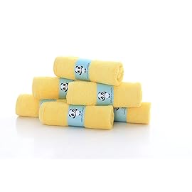 HIPHOP PANDA Baby Washcloths, Rayon Made from Bamboo - 2 Layer Ultra Soft Absorbent Newborn Bath Face Towel - Reusable Baby Wipes for Delicate Skin - Yellow, 6 Pack