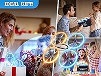 Vista 6 de Q9s Drones para niños, dron RC genial con retención de altitud y modo sin cabeza, cuadricóptero de pasatiempos con luz azul y naranja, 2