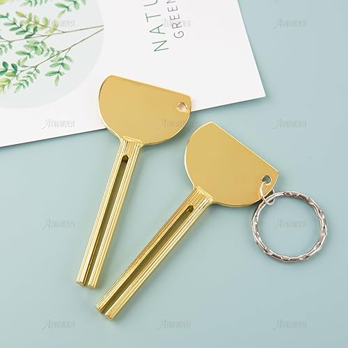 Miniatura 6 de AUEAR, Paquete de 4 exprimidores de pasta de dientes de acero inoxidable dorado, exprimidores de tubos, llaves, tubo de pasta de dientes, rodillo de