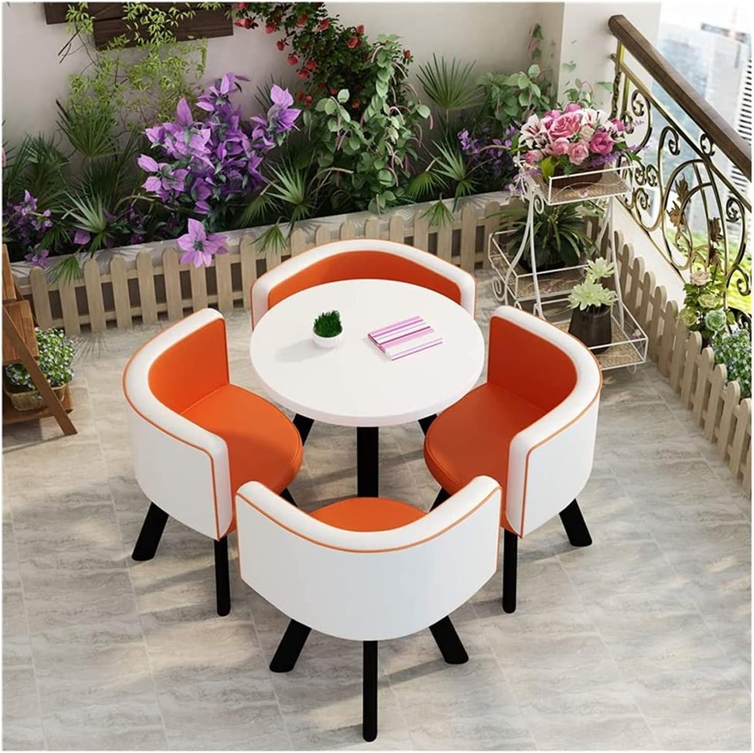 Office Business Hotel Lobby Dining Table Set, Reception Tables and Chairs Office Beauty Beauty Shop Simple Small Round Table and Chairs Cafe Milk Tea Shop Western Restaurant(Color:Blue)