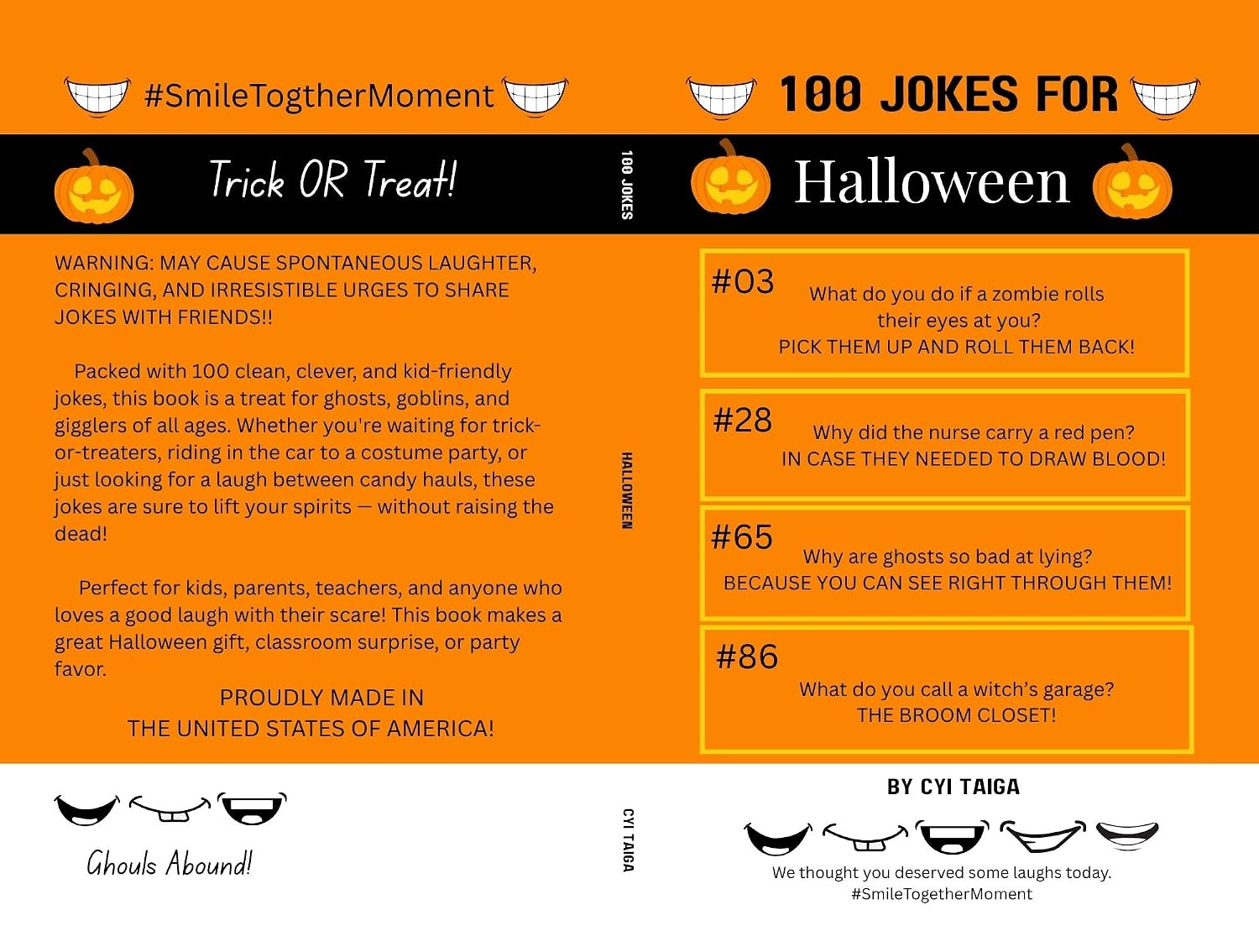 100 Jokes for Halloween from #SmileTogetherMoment: Frightfully Hilarious Clean Humor for Trick or Treaters!: Spooky giggles, creepy laughing fits, and ... (100 Jokes from #SmileTogetherMoment)      Kindle Edition