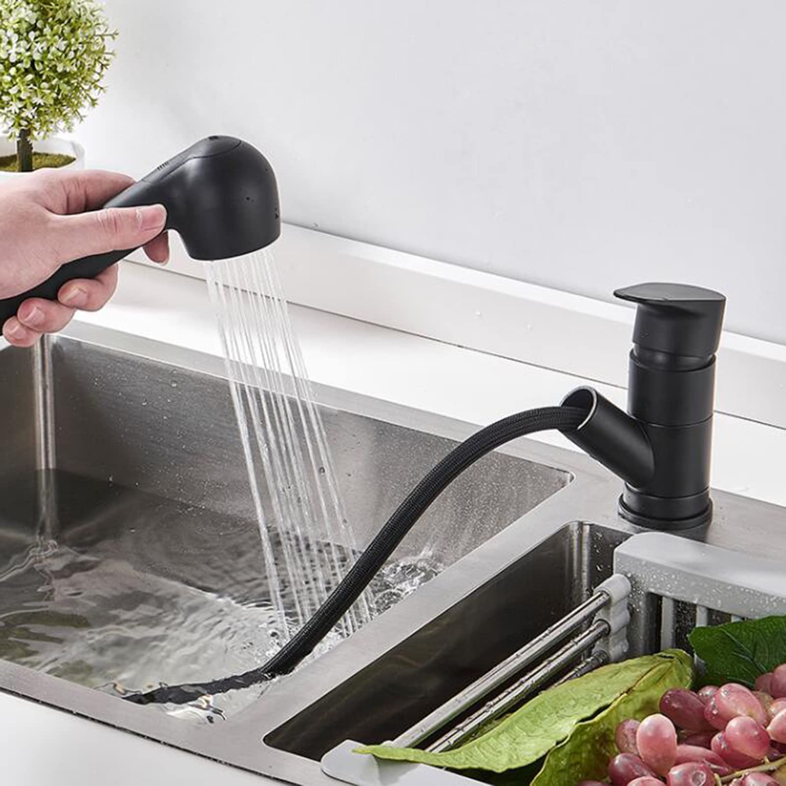 Kitchen Tap with Pull Out Spray, Sink Mixer Taps Brass Swivel Retractable