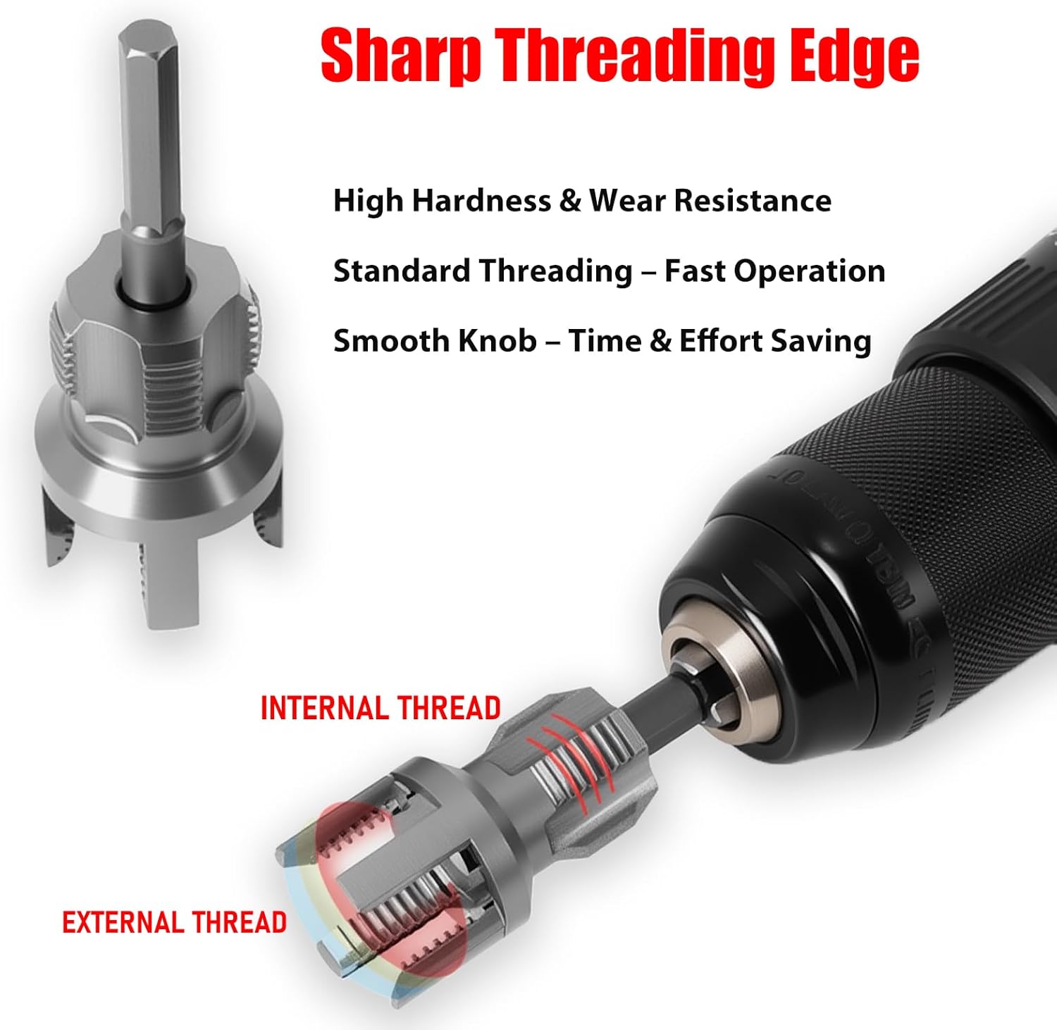 New PPR Pipe Threader and Reaming Tool Kit - Rethreading Tool Kit, Electric Drill Style Threading Tool for 1/2“(DN15) 3/4“(DN20) PVC Pipe with Reaming Bit Set Great Diy Gift for Men