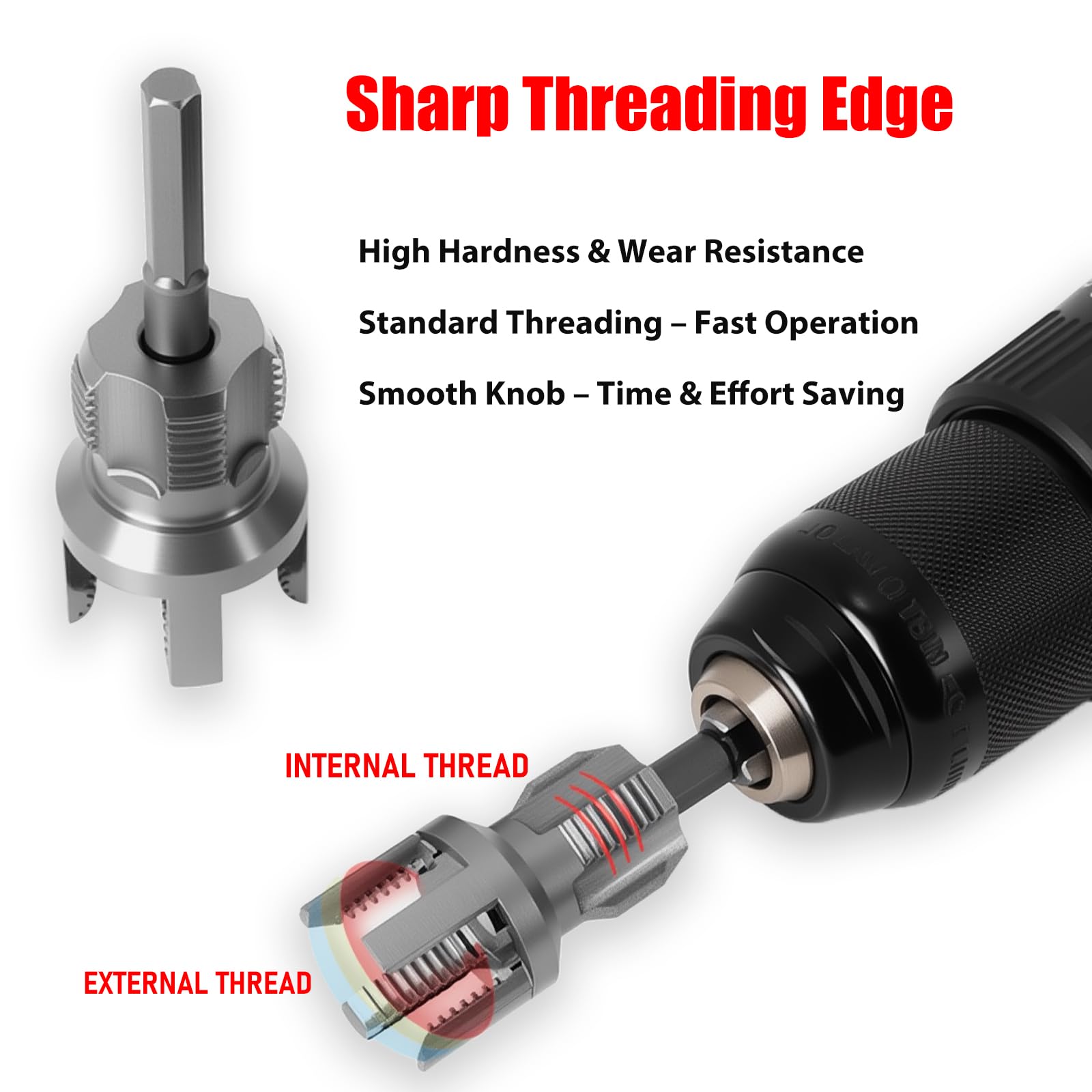 New PPR Pipe Threader and Reaming Tool Kit - Rethreading Tool Kit, Electric Drill Style Threading Tool for 1/2“(DN15) 3/4“(DN20) PVC Pipe with Reaming Bit Set Great Diy Gift for Men — Amazon image 8