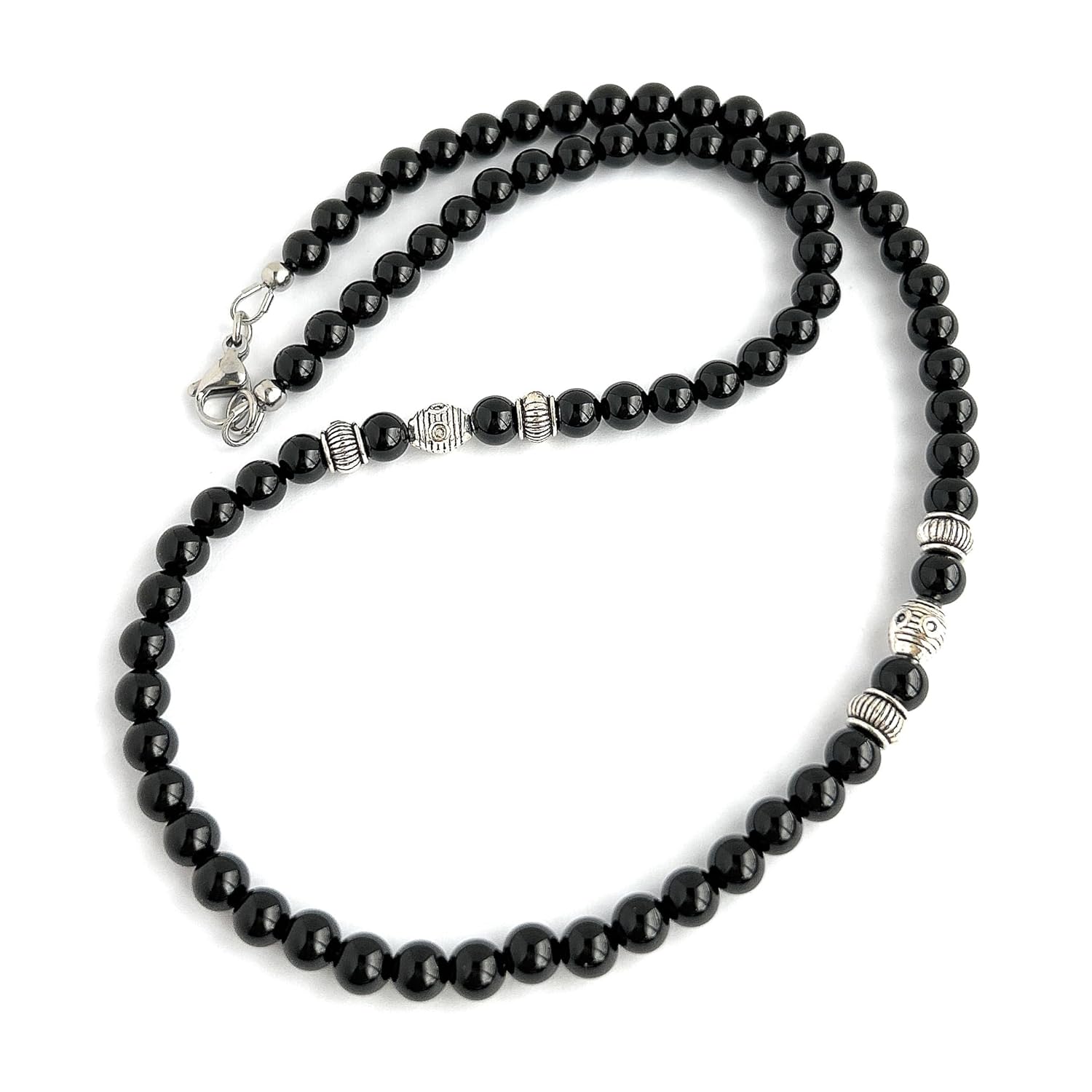 Mens Black Onyx Necklace Made with 6mm AA Grade Gemstone Beads - Handcrafted in USA (Black Onyx, 20 inches)