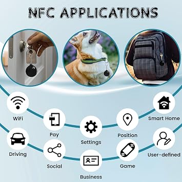 ZHAOYU 5PCS Black NFC Keychains NTAG213 Chips Programmable NFC Tags NFC Keyfobs NFC Cards,Compatible with NFC-Enabled Phones & Devices