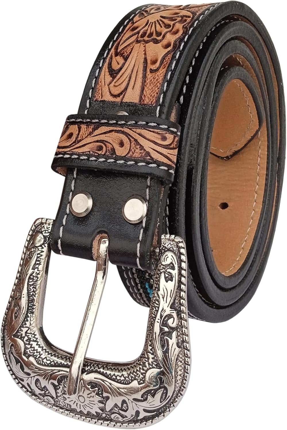 Affilare Western Tooled Leather Beaded Belt For Men and Women 30IS115