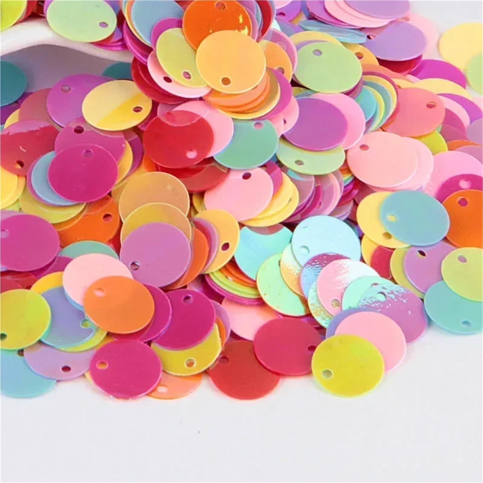 Paillettes rondes et plates pour loisirs créatifs, 200 g, 10/15/20/25/30 mm, trou latéral, pour couture, mariage, loisirs créatifs, accessoires de bricolage (mélange Ab, 10 mm, 3000 pièces)