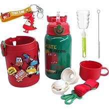 Green Dinosaur Water Bottle for Adult Travel with Bag Strap 316 Stainless Steel Cup Birthday Gift dinosaur, 500ml