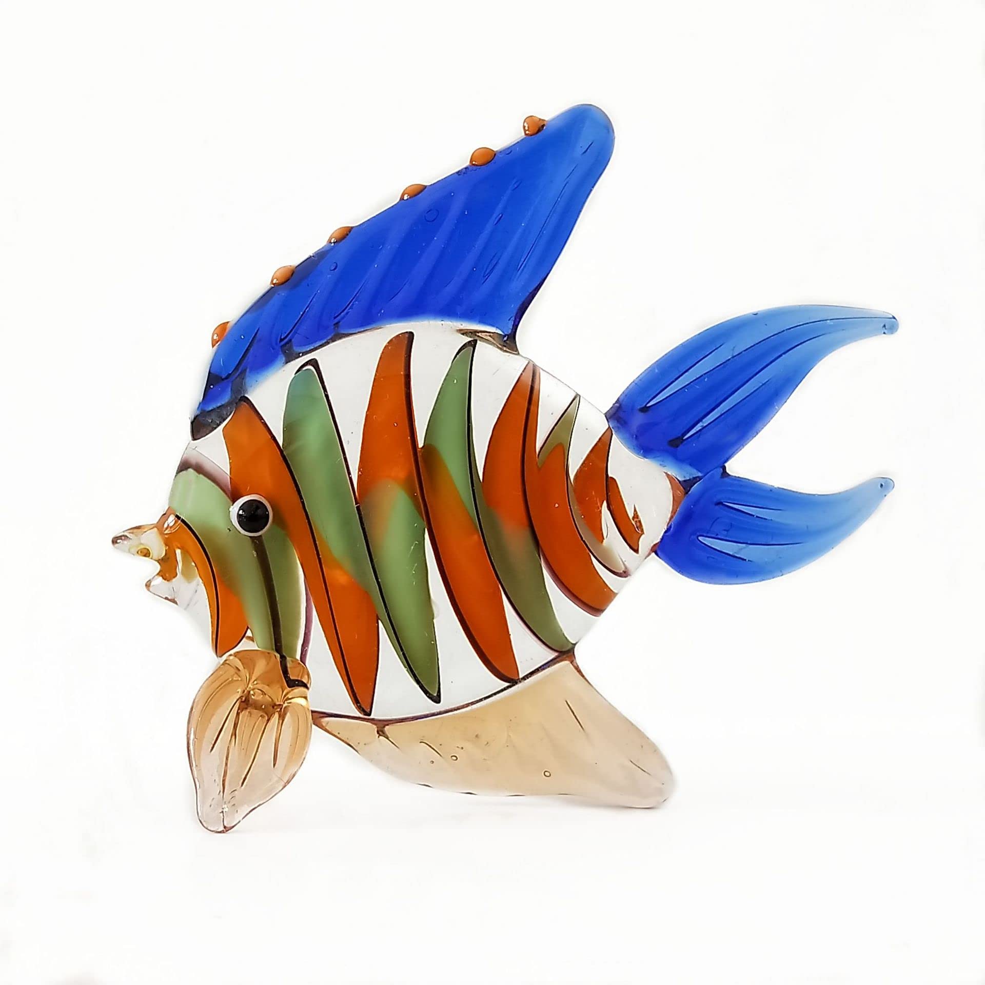 Glass Fish Statue Lucky Fish Sculpture Art Glass Sea Animal Tropical Fish Glass Sculpture Home Office Desktop Decoration