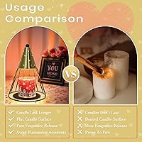 Vista 3 de Lámpara calentadora de velas con temporizador, regulable, regalo del día de San Valentín, calentador de velas de altura ajustable, lámpara de vela