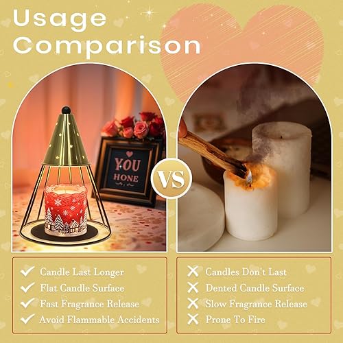 Miniatura 3 de Lámpara calentadora de velas con temporizador, regulable, regalo del día de San Valentín, calentador de velas de altura ajustable, lámpara de vela