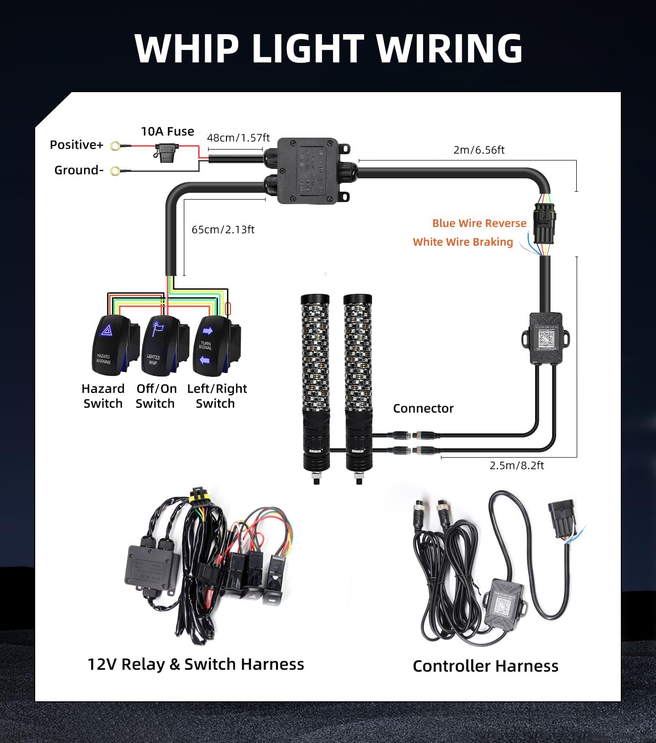 ZIMABLUE 2PC 1FT Fat Whip Lights for Side by Side, App & Remote Control RGB Chasing Light Whip with 3 Switchs for ATV UTV Dune Buggy Truck,LED Whip Light Compatible with Polaris RZR Can-Am Maverick X3