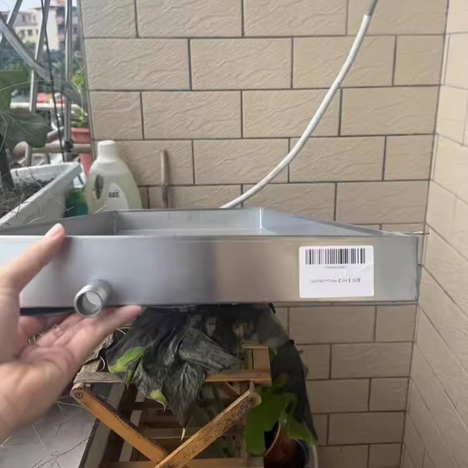 Vassoio Raccogli Gocce Climatizzatore In Acciaio Inox Con Tubo Di Scarico,Vasca Di Drenaggio Condensa Universale Per Unità Esterne Climatizzatore,HVAC,Sistemi Split,Vassoio Raccogli(40x30cm(16x12in))
