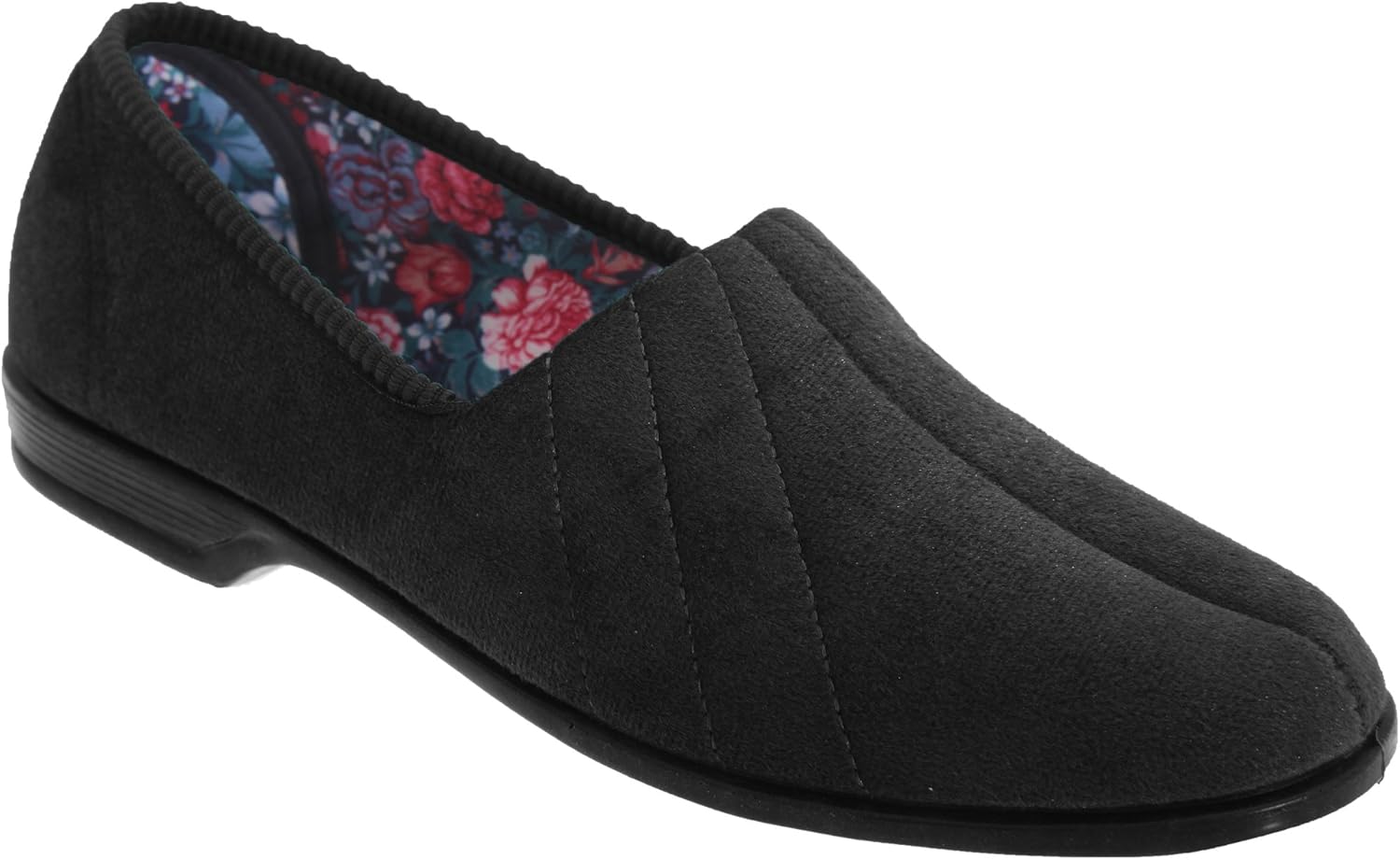 Sleepers Womens/Ladies Audrey III Roll Top Velour Slippers (8 US) (Black)