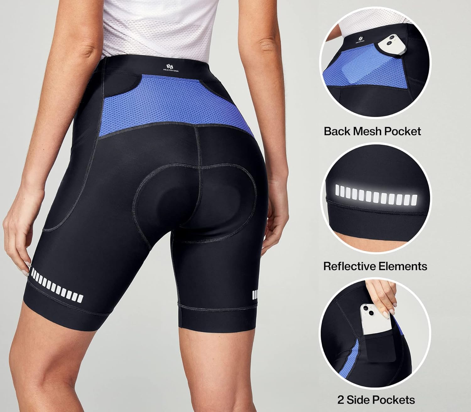 Heathyoga Womens 4D Padded Bike Shorts with Pockets Padding Cycling Shorts Women Bicycle Shorts Biker Biking Shorts - Image 5