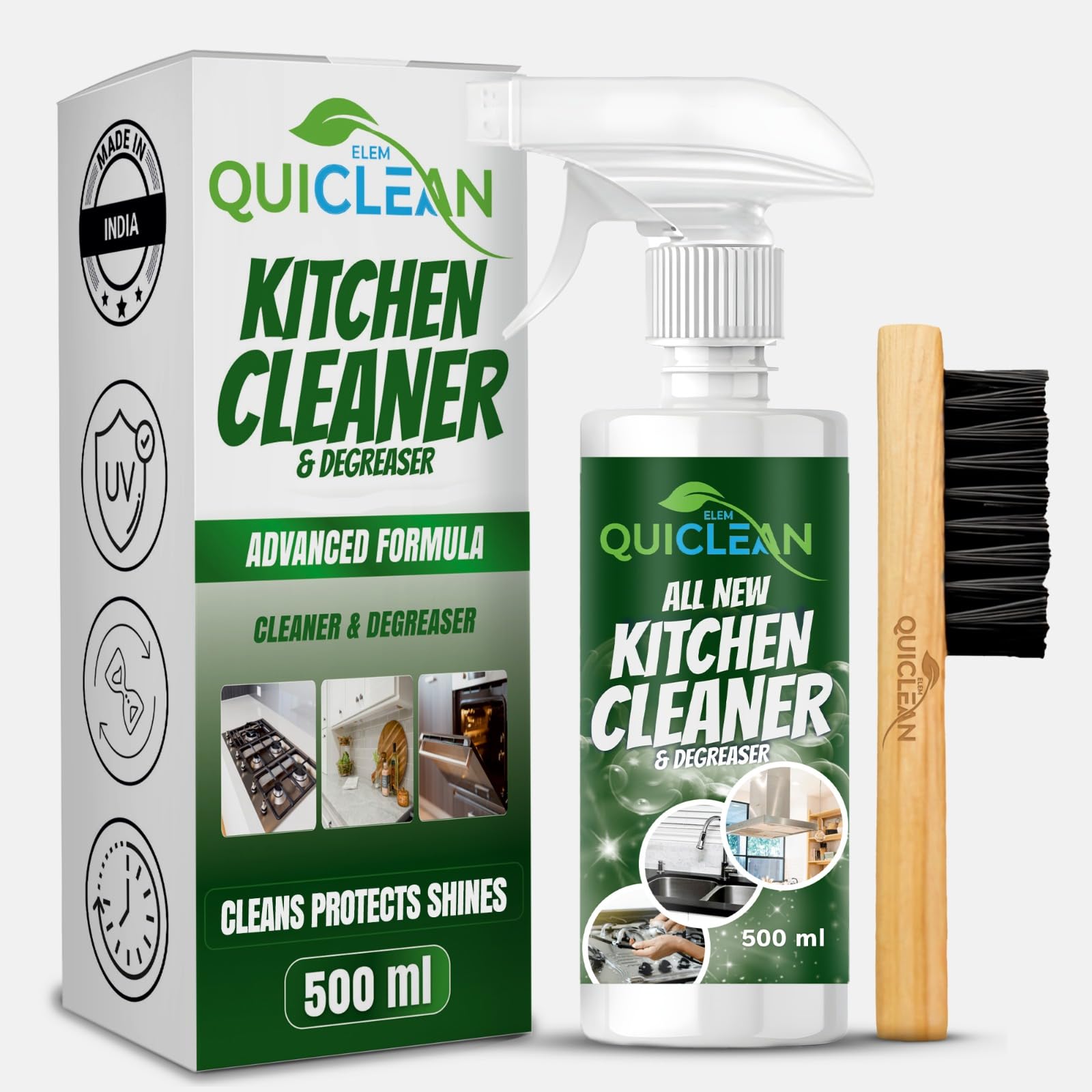 Quiclean All New Kitchen Cleaner & Degreaser Spray 500ml | For All kitchen Surfaces, Stove, Countertop, Tiles, Chimney & Exhaust Fan| Kitchen Cleaner Spray Oil & Grease Stain Remover (pack of 1) (B0C16TN4BM) Amazon Price History, Amazon Price Tracker