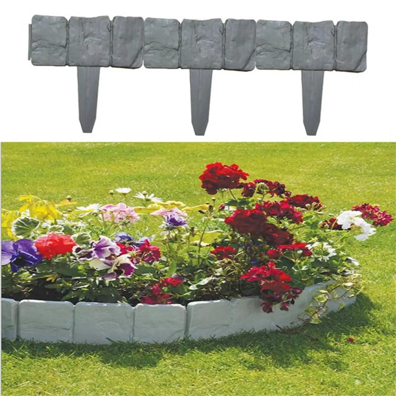 Bordura Jardin Exterior Borde de Planta de jardín Decorativo de plástico, Pasarela Multiusos Simple, Borde de Paisaje, Borde de Planta(Black)