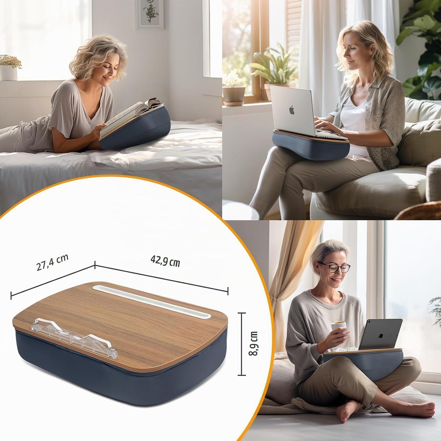 Buchständer für freihändiges Lesen, Lap Beanbag bequemer Lese Buchhalter, kissenhalterideal für Buchliebhaber im Studentenwohnheim, Leseständer (Grau)