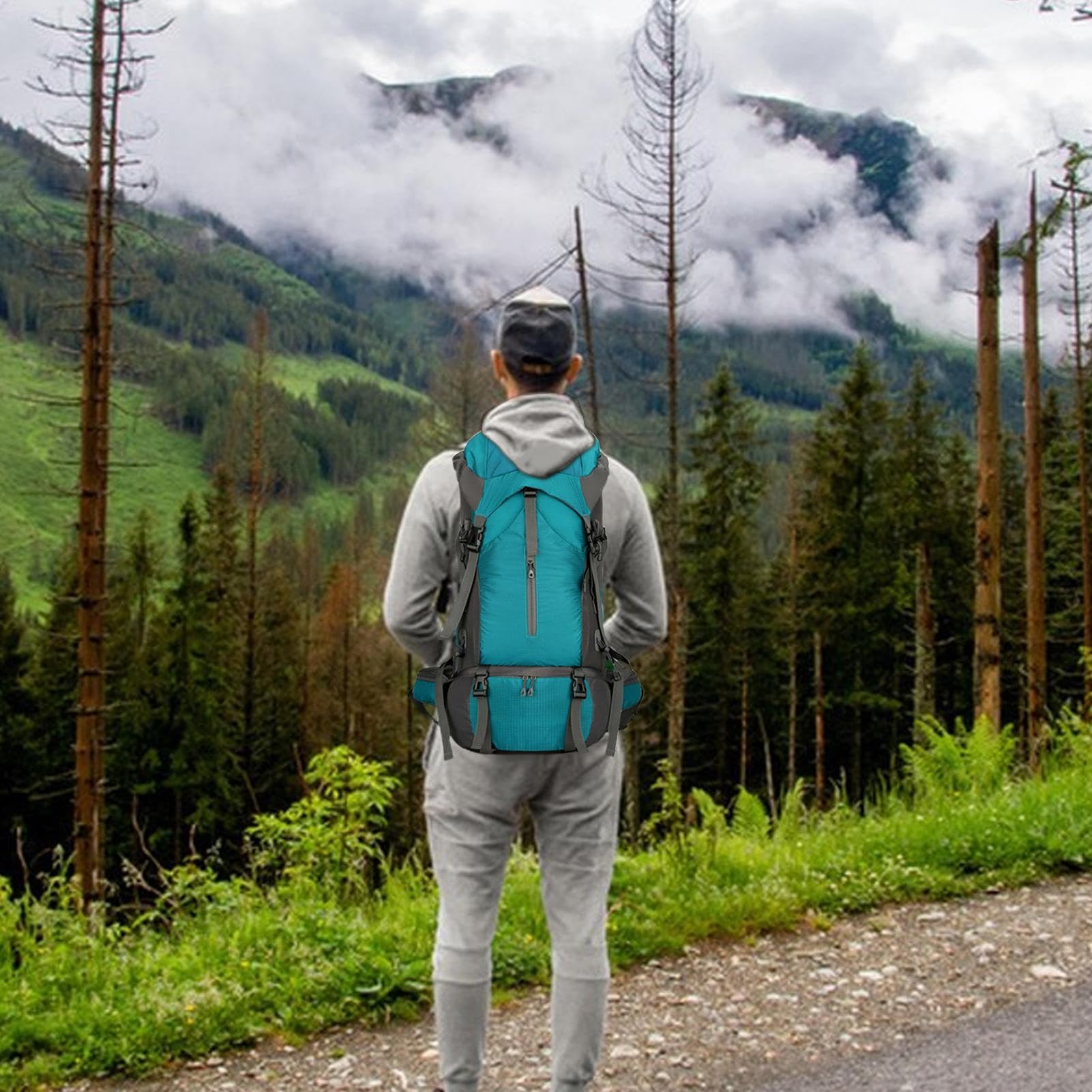 Zaino da escursionismo, 70 l, borsa imbottita, zaino da viaggio | impermeabile, zaino ergonomico da campeggio, zaino traspirante per attività all'aperto con spallacci regolabili per trekking,